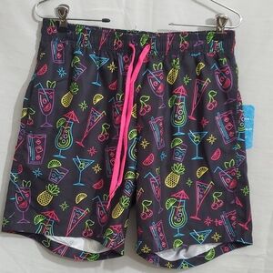 Colorful Cocktail Print Swim Shorts